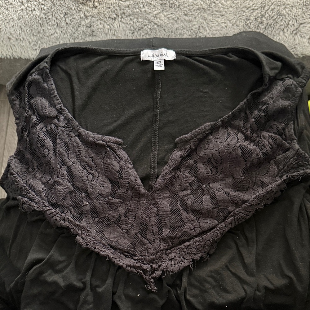 Black Lace V-Neck Top